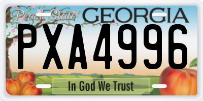 GA license plate PXA4996