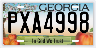 GA license plate PXA4998