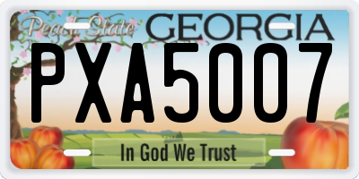 GA license plate PXA5007
