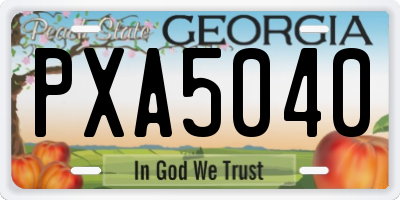 GA license plate PXA5040