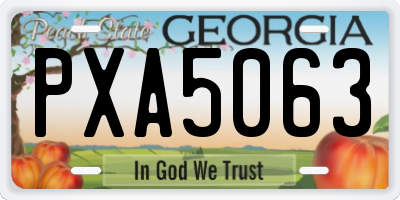 GA license plate PXA5063