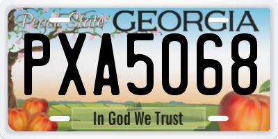 GA license plate PXA5068