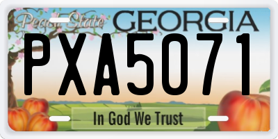 GA license plate PXA5071