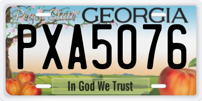 GA license plate PXA5076