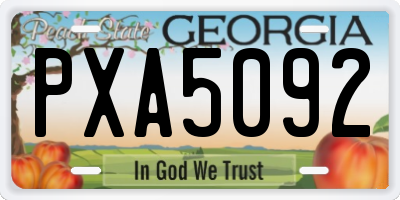 GA license plate PXA5092
