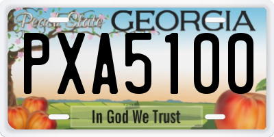 GA license plate PXA5100