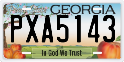 GA license plate PXA5143