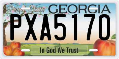 GA license plate PXA5170