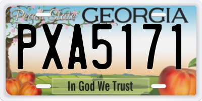 GA license plate PXA5171