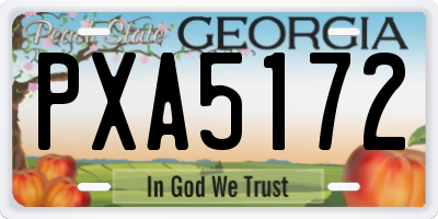 GA license plate PXA5172