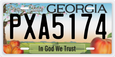 GA license plate PXA5174