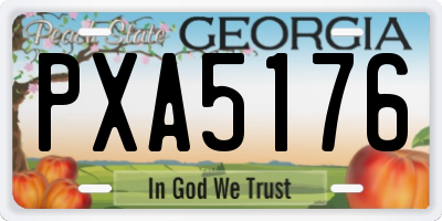 GA license plate PXA5176