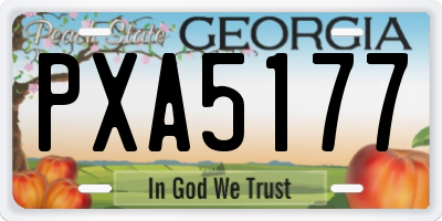 GA license plate PXA5177