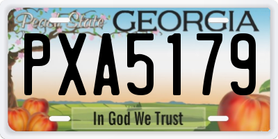 GA license plate PXA5179