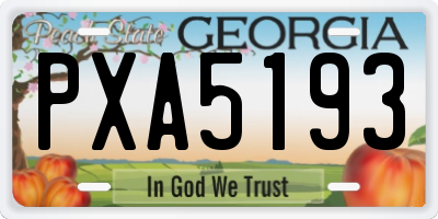 GA license plate PXA5193
