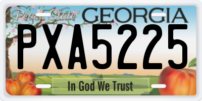 GA license plate PXA5225