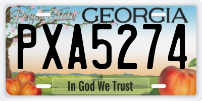 GA license plate PXA5274