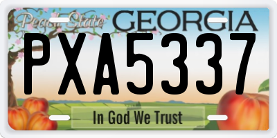 GA license plate PXA5337