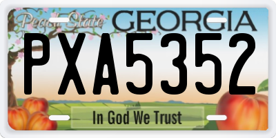 GA license plate PXA5352