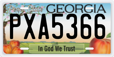 GA license plate PXA5366