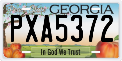 GA license plate PXA5372