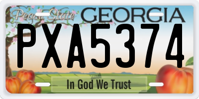 GA license plate PXA5374