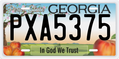 GA license plate PXA5375
