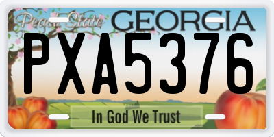 GA license plate PXA5376