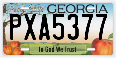 GA license plate PXA5377