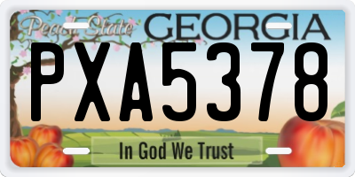 GA license plate PXA5378