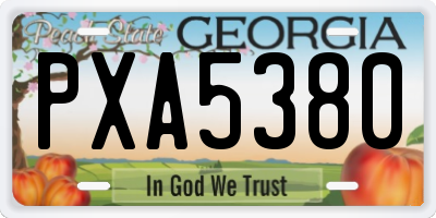 GA license plate PXA5380