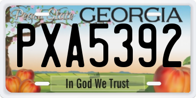 GA license plate PXA5392