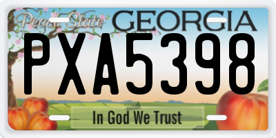 GA license plate PXA5398