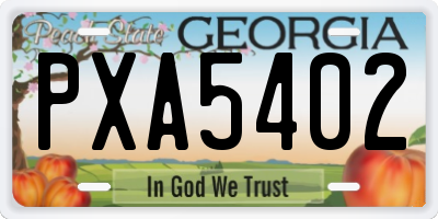 GA license plate PXA5402