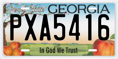 GA license plate PXA5416