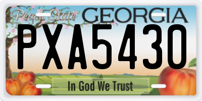 GA license plate PXA5430