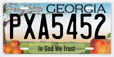 GA license plate PXA5452