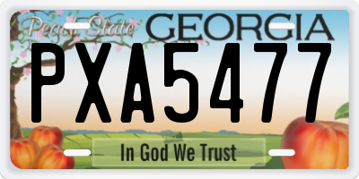 GA license plate PXA5477