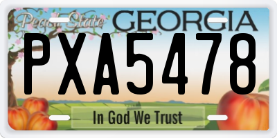 GA license plate PXA5478