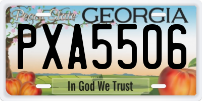 GA license plate PXA5506