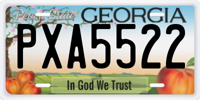 GA license plate PXA5522