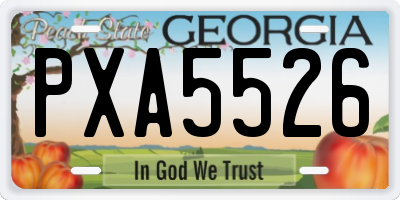 GA license plate PXA5526