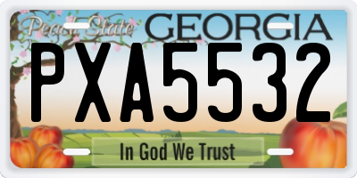 GA license plate PXA5532