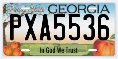 GA license plate PXA5536