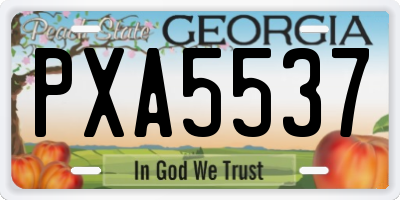 GA license plate PXA5537