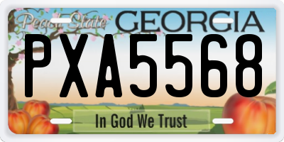 GA license plate PXA5568