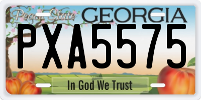 GA license plate PXA5575