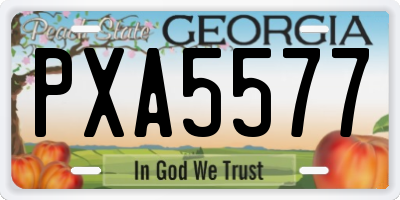 GA license plate PXA5577