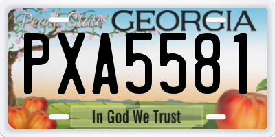 GA license plate PXA5581