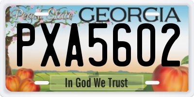 GA license plate PXA5602